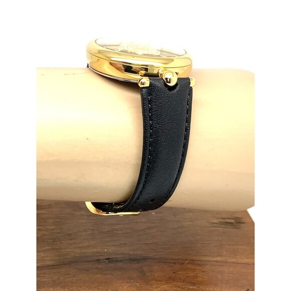 Versace Womens Watch VECO01420 Palazzo Swiss Quartz Gold Black Dial Leather Band - Picture 12 of 14